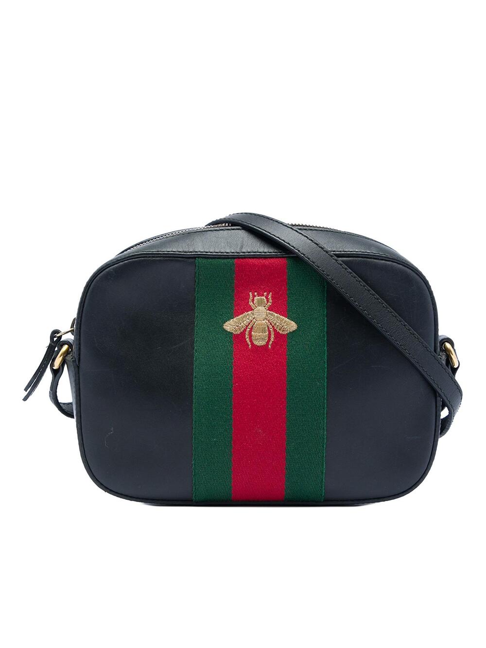 Gucci Calfskin Web Webby Bee Camera Bag #359067G68B